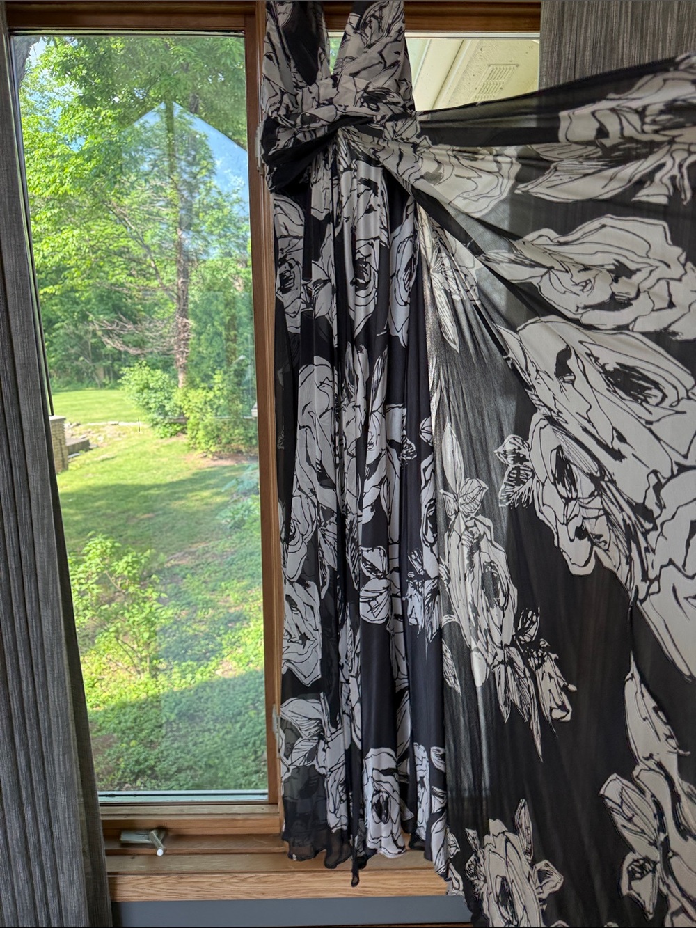 Charcoal Gray & White Floral Halter Maxi Dress - Picture 10 of 15
